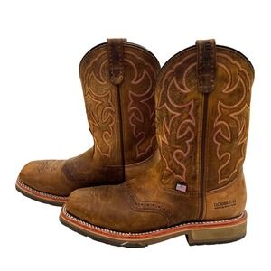 Double-H Work Western Brown Leather Square Toe Cowboy Boots DH3567 Men 11.5 D